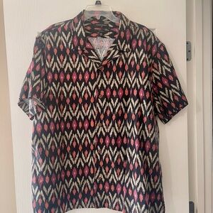 Banana Republic Black and Terracotta Geometric Men's Shirt